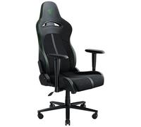 Enki X - Silla para juegos con soporte lumbar integrado, silla de escritoriode oficina (cuero sintético multicapa, relleno de espuma, almohadilla para la cabeza, altura ajustable) Verde
