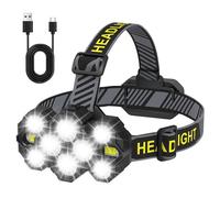 Enkifun - Lámpara Frontal LED Recargable, 10 Modos, IPX4 Impermeable, 22000 Lúmenes Súper Brillantes, 10 LED de Alta Potencia Para Pesca y Correr