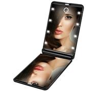 Enkifun Regalos para Mujer LED Portátil Plegable Espejo Cosmético de Aumento 1X 2X Pantalla Táctil con Iluminación Ajustable Espejo de Bolsillo con Maquillaje Viaje Maquillaje Regalo San Valentín