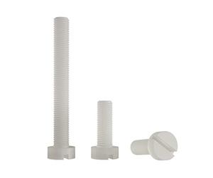 Enkotrade Juego de 10 tornillos de cabeza plana M3, 40 mm de longitud, con ranura, tornillos de plástico, DIN 84, tornillos cilíndricos de nailon