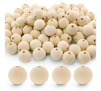 Enkrio 100 cuentas de madera para manualidades, cuentas redondas de madera natural sin acabar, cuentas espaciadoras de madera, cuentas rústicas con agujeros para manualidades DIY decoración