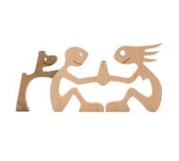 Enkrio Hand Carved Wooden Dog Figurine, Handmade Human Sculpture Statue, Wooden Ornaments, Standing Table Decor, Home Ornament (7.28 x 0.35 x 3.15 Inches) (b01)