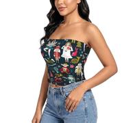 EnkzpoHen Blusa corta sin mangas para mujer, diseño de cascanueces y ballet, con estampado de danza navideña, para fiestas y salidas, Negro, M