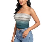 EnkzpoHen Blusa sin tirantes con estampado Within The Tides para mujer, sin mangas, para fiestas y salidas, Negro, M