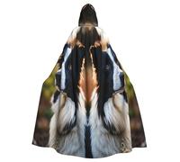 EnkzpoHen Bonita capa con capucha de longitud completa con estampado de perro para adultos, para fiestas, cosplay y eventos de carnaval