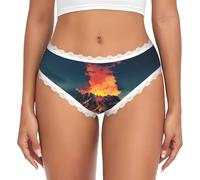 EnkzpoHen Bragas de encaje para mujer, con estampado de volcán, ligeras, sedosas, invisibles, elásticas, blanco, XL