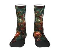 EnkzpoHen Calcetines suaves y elásticos con estampado de Feliz Navidad, adecuados para deportes, uso diario, al aire libre y uso casual, 2 Negro-2, Altoa única