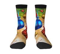 EnkzpoHen Calcetines suaves y elásticos con estampado de Feliz Navidad, adecuados para deportes, uso diario, al aire libre y uso casual, 2 Negro-1, Altoa única
