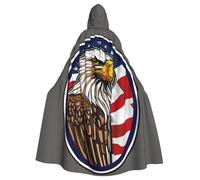 EnkzpoHen Capa con capucha de longitud completa con estampado de águila calva americana para adultos, para fiestas, cosplay y eventos de carnaval