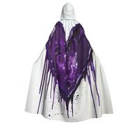EnkzpoHen Capa con capucha de longitud completa con estampado de amor morado para adultos, para fiestas, cosplay y eventos de carnaval