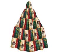 EnkzpoHen Capa con capucha de longitud completa con estampado de bandera mexicana americana para adultos, para fiestas, cosplay y eventos de carnaval