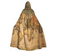 EnkzpoHen Capa con capucha de longitud completa con estampado de mapa del mundo para adultos, para fiestas, cosplay y eventos de carnaval