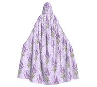EnkzpoHen Capa con capucha de longitud completa con estampado de sello de lavanda para adultos, para fiestas, cosplay y eventos de carnaval