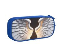 EnkzpoHen Estuche de viaje de alta capacidad con estampado de alas de ángel para oficina y hogar, cremallera de doble capa, Blue, Talla única, Juego de mochila escolar