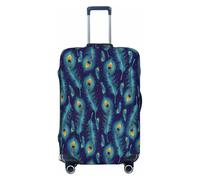 EnkzpoHen Funda elástica para maleta con estampado de plumas de pavo real, adecuada para viajes de negocios y vacaciones (S a XL), Black, L