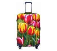 EnkzpoHen Funda elástica para maleta con estampado de tulipanes rosas, adecuada para viajes de negocios y vacaciones (S a XL), Black, L