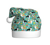 EnkzpoHen Gorro de Navidad unisex con estampado de corgi, decoración de fiesta de vacaciones, cómodo gorro de Navidad