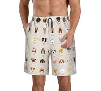 EnkzpoHen Pantalones cortos de playa con estampado de raza de perro para hombre, transpirables, cómodos, para playa, vacaciones, fiestas, blanco, M