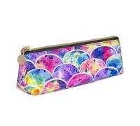 EnkzpoHen Precioso estuche con estampado de sirena de colores arcoíris, estuche compacto y elegante de cuero con cremallera, elegante, portátil