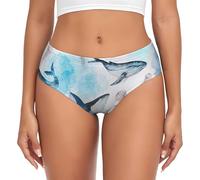 EnkzpoHen Ropa interior triangular sin costuras con estampado de ballenas marinas y medusas para mujer, cómoda, suave y elástica, bragas invisibles, Negro, XS