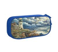 EnkzpoHen The Seaside Lighthouse - Estuche de viaje de alta capacidad para oficina y hogar, cremallera de doble capa, Blue, Talla única, Juego de mochila escolar
