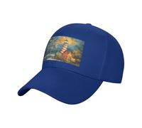 EnkzpoHen The Seaside Lighthouse - Gorra de béisbol unisex con estampado de faro, sombrero ligero ajustable para golf y correr, Azul Real, Talla única