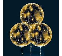 ENLACE 3 globos luminosos, globos Bobo de 50 cm con 3 unidades 3M 30 LED de cadena de luces LED, globos de helio Bobo para cumpleaños, boda, Navidad, San Valentín, decoración de fiesta, blanco cálido