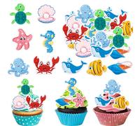 ENLACE 56 Unidades Comestibles para Tartas - Animales Marinos y Decoración para Tartas y Cumpleaños