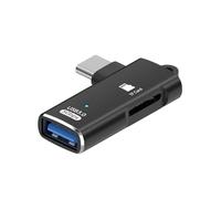 Enlace USB C a USB con pequeño lector de tarjetas de almacenamiento, procesador de datos para teléfono, tableta y cámara portátil, tipo C fuerte a lector de tarjetas de almacenamiento