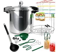 Enlatadora a presión de 24 cuartos con manómetro y kit de 9 piezas de suministros de enlatado, olla a presión de aluminio extragrande para enlatado, compatible con inducción, conservación segura de