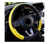 ENLIGMA 8 Colores Cubierta del Volante del Coche De Cuero En Relieve Cuadrado Antideslizante Tamaño 36 Cm para Civic Auto Accesorios Interiores Coche Cubre Volante(Yellow)