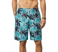 Enlision Bañadores Hombre Azul Claro Secado Rápido Bañador Natación Hombre Moda Pantalones Cortos Hawaiano Palmera Bermudas Traje de Baño con Forro de Malla para Piscina Playa Surfero Vacaciones S