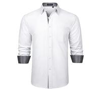 Enlision Camisa Blanca Hombre Manga Larga Formales Casual Camisas De Vestir Hombres Clásico Elegante Boda Negocio Camisa Regular Fit 4XL