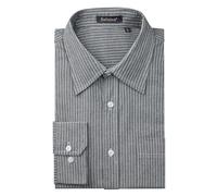 Enlision Camisa de Hombre Manga Larga Casual Camisa Rayas Homem Gris Regular Fit de Oxford Algodón de Informales Social M