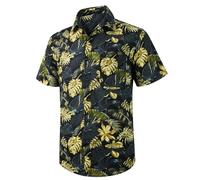 Enlision Camisa Hawaiana Hombre Manga Corta con Botones Funky Aloha Hawaiana Camisas Hawaii Flores Impresión Camisa Playa Vacaciones 4XL