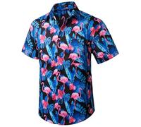 Enlision Camisa Hawaiana Hombre Manga Corta con Botones Funky Aloha Hawaiana Camisas Hawaii Flores Impresión Camisa Playa Vacaciones XL