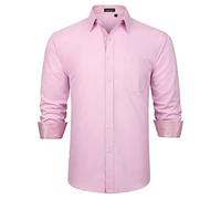 Enlision Camisa Rosa Hombre Manga Larga Formales Casual Camisas De Vestir Hombres Clásico Elegante Boda Negocio Camisa Regular Fit XL