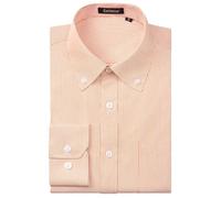 Enlision Camisas Hombres Manga Larga Informales Camisas de Rayas fácil de Hierro Regular Fit con Botones Rosa L
