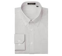 Enlision Camisas Hombres Manga Larga Informales Camisas de Rayas fácil de Hierro Regular Fit con Botones Gris Claro 3XL