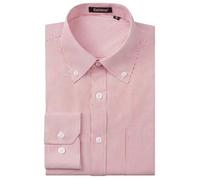 Enlision Camisas Hombres Manga Larga Informales Camisas de Rayas fácil de Hierro Regular Fit con Botones Rosa 3XL