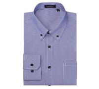 Enlision Camisas Hombres Manga Larga Informales Camisas de Rayas fácil de Hierro Regular Fit con Botones Azul M