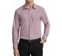 Enlision Camisas Rosa Hombre Manga Larga Stretch Ajuste Regular Cuello con Botones Camisa Sin Plancha Negocios Boda Oficina Formal con Bolsillo XL
