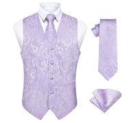 Enlision Hombre Chaleco y Corbata de Jacquard Floral de Paisley y Traje de Chaleco Cuadrado de Bolsillo