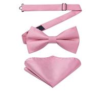 Enlision Pajaritas Rosa Hombre Ajustable Elegante Boda Fiesta Pajarita y Pañuelo de Bolsillo Color Solido Preatada