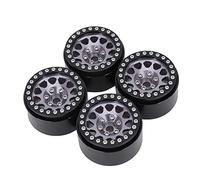 Enlybee 4Pcs 1:10 RC Crawler Car Metal Alloy Wheel Hub Tires, Fit for Axial SCX10 / SCX10II / 90046/90047, Easy Installation, Practical Design, Black and Silver Color Options (Black Silver)