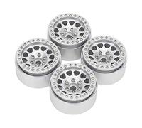 Enlybee 4Pcs 1:10 RC Crawler Car Metal Alloy Wheel Hub Tires, Fit for Axial SCX10 / SCX10II / 90046/90047, Easy Installation, Practical Design, Black and Silver Color Options (Silver)