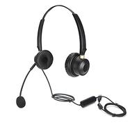 Enlybee Auriculares binaurales para teléfono con micrófono, brazo giratorio de 330° y audio claro para oficina, Skype y llamadas de conferencia