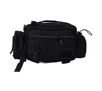 Enlybee Bolsa de aparejos de pesca de nailon 600D con cinturón de cintura, gran capacidad, multifuncional para viajes y pesca al aire libre, diseño de cremallera suave, material de uso, Black, Bolsa