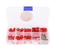 Enlybee RC Screw Washer Kit, Aluminum Alloy Material, Lightweight and Compact, Various Sizes, Anodic Oxidation Care, CNC Machining, for 1/10 1/8 RC Automobiles (Red)
