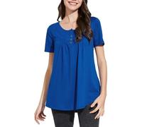 Enmain Mujeres Casual Túnica Tops Manga Larga Plisado Señoras Swing Tops Blusa Suelta Botones hasta V-Cuello Más Tamaño Túnica Camiseta para Mujer S-3XL